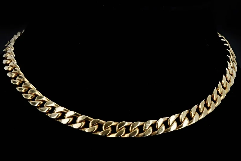 14K Yellow Gold 8mm Hollow Curb Link 16 Inch Chain