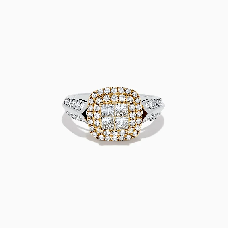 14K White and Yellow Gold Diamond Ring, 1.25 TCW