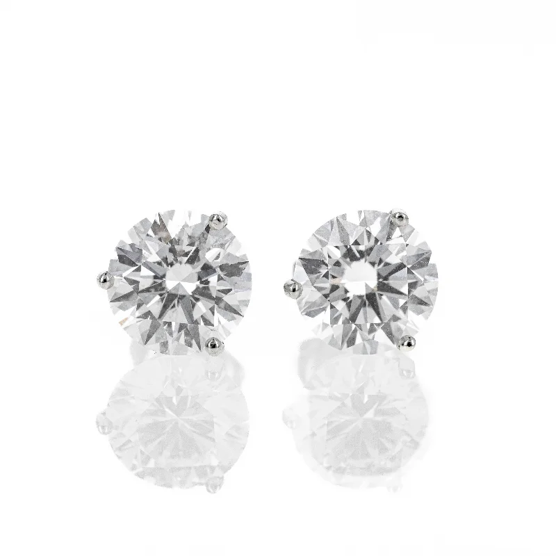 14K White Gold 6.22 Carat Lab Grown Diamond 3 Prong Martini Studs IGI Certified