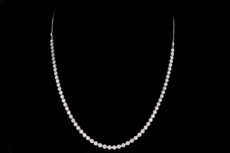 14K White Gold 6.62 Carat Total Weight Round Diamond Adjustable Bolo Tennis Necklace