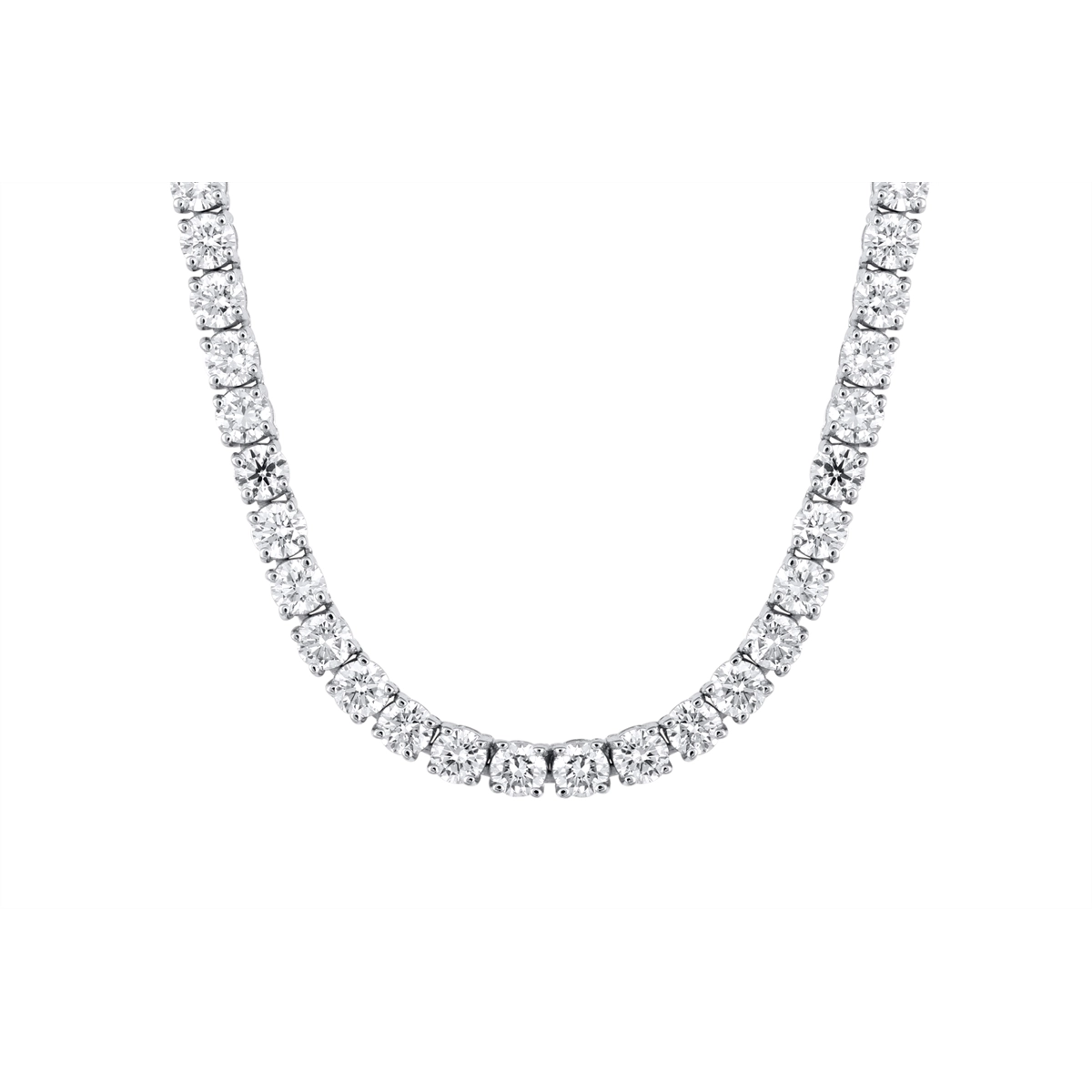 14K White Gold Diamond Tennis Necklace, 16.5 inch