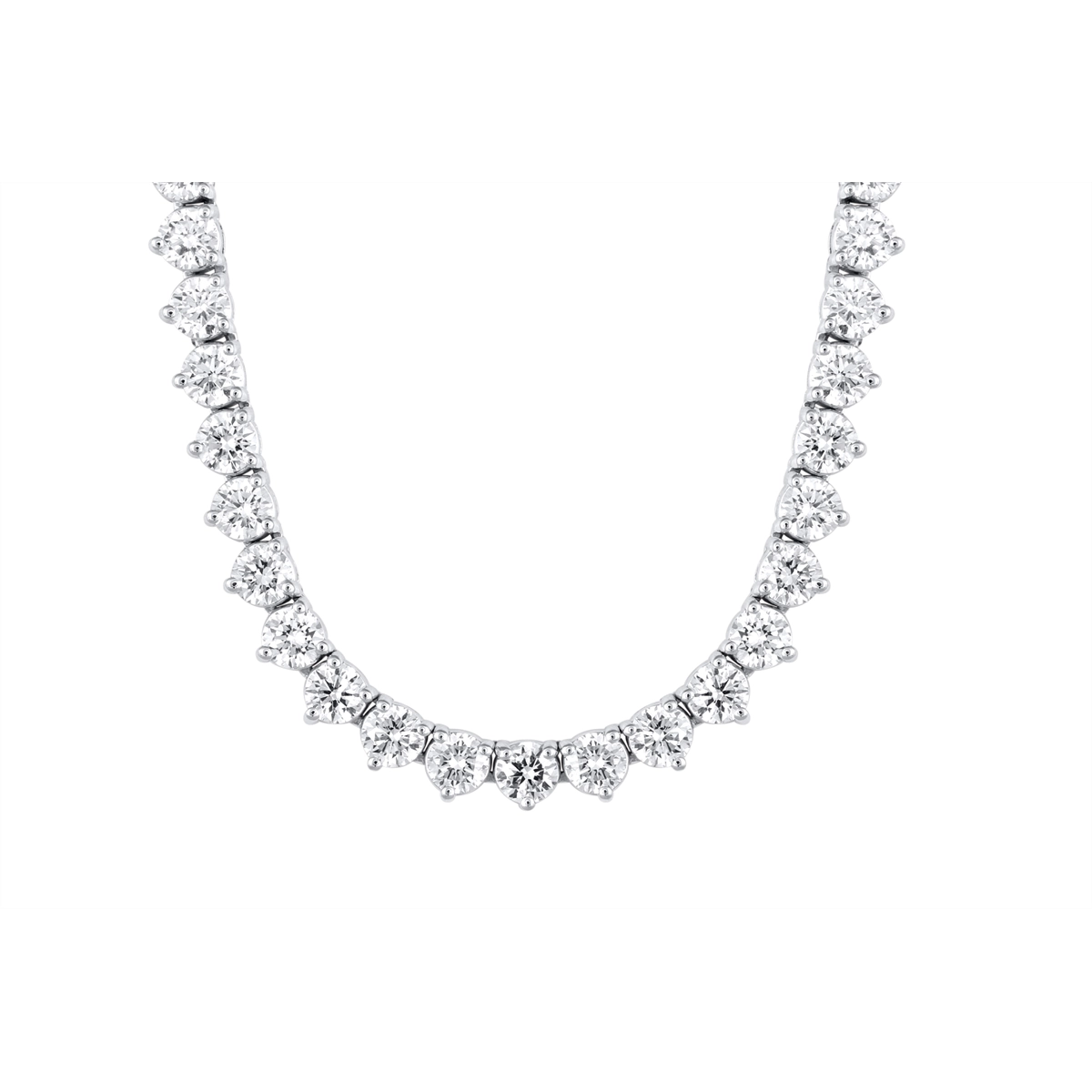 14K White Gold Diamond Tennis Necklace, 16.5 inch