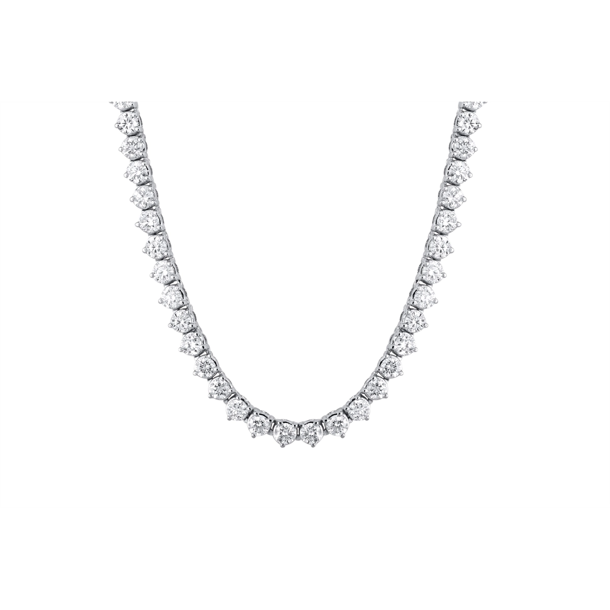 14K White Gold Diamond Tennis Necklace, 16.5 inch