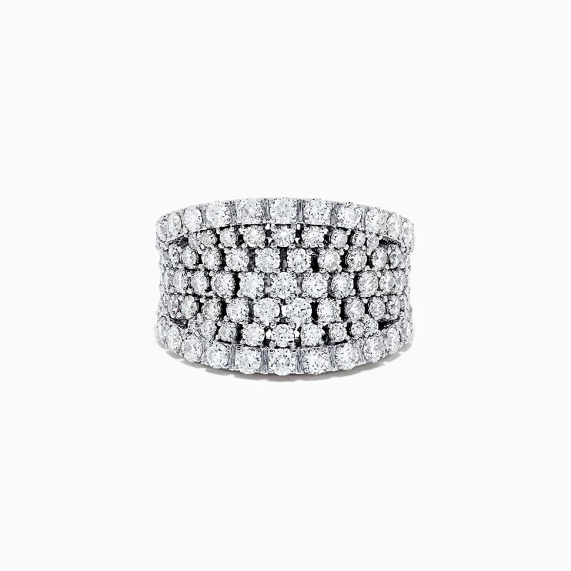 14K White Gold Diamond Wide Band Ring, 3.00 TCW