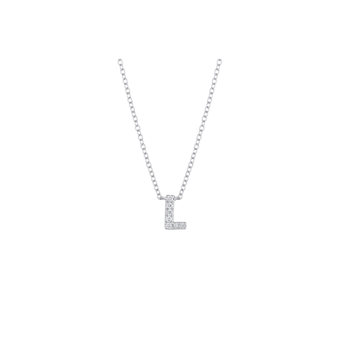 14K White Gold Initial L Pendant Necklace