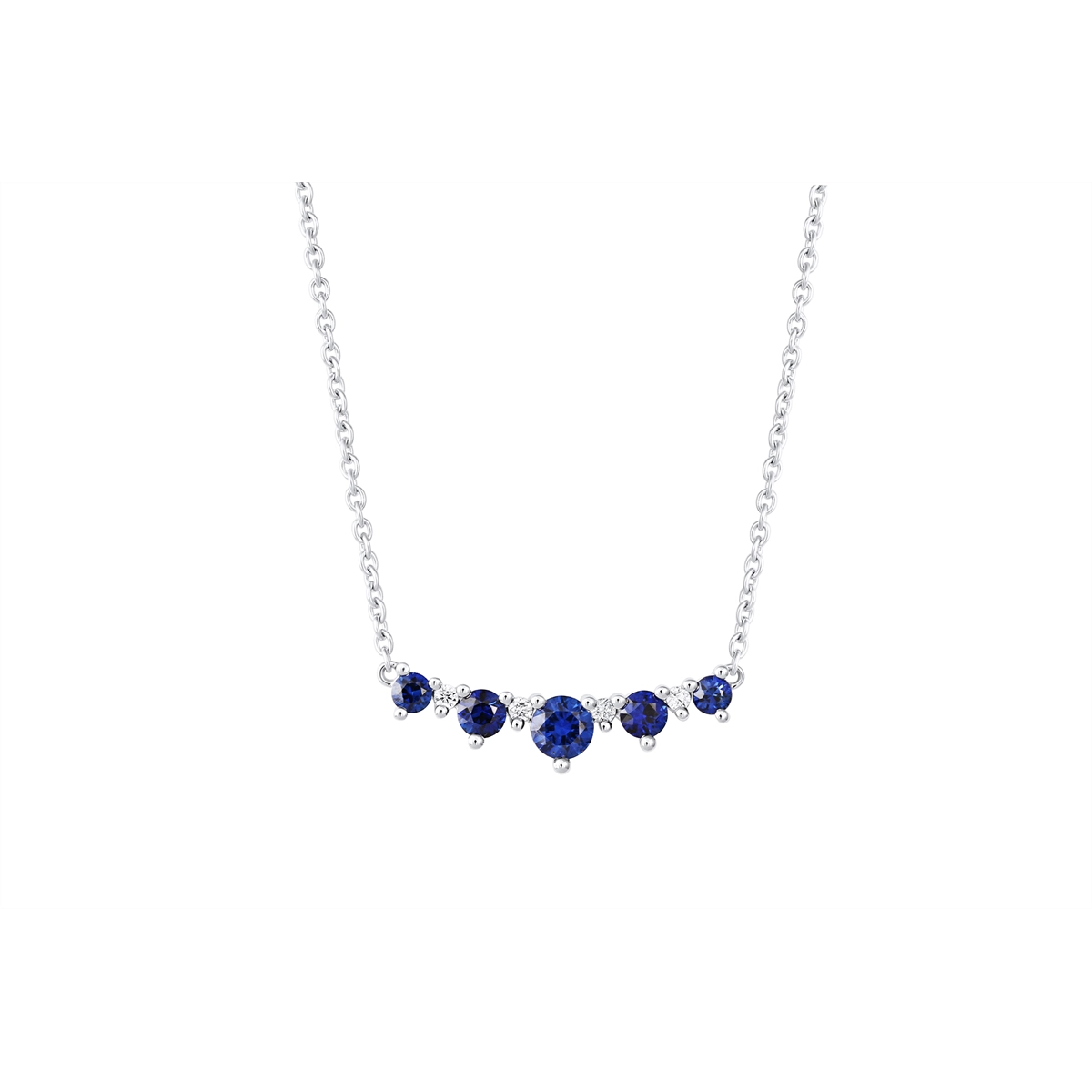 14K White Gold Sapphire and Diamond Necklace