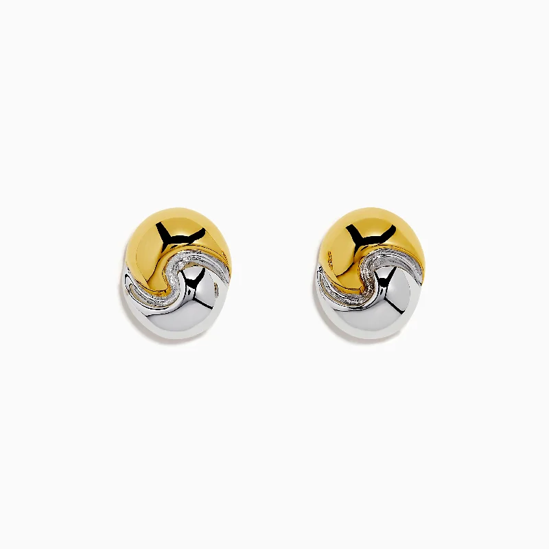 14K Yellow and White Gold Ying Yang Stud Earrings