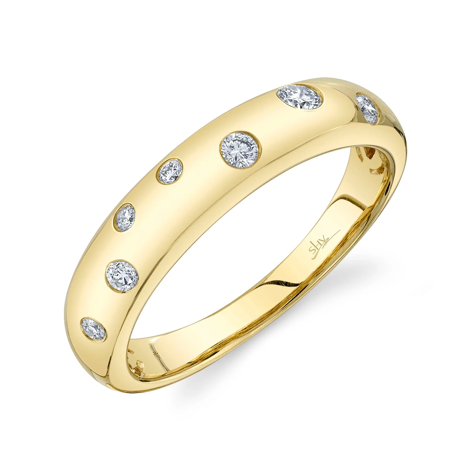 14K Yellow Gold 0.14 Carat Diamond Wedding Band