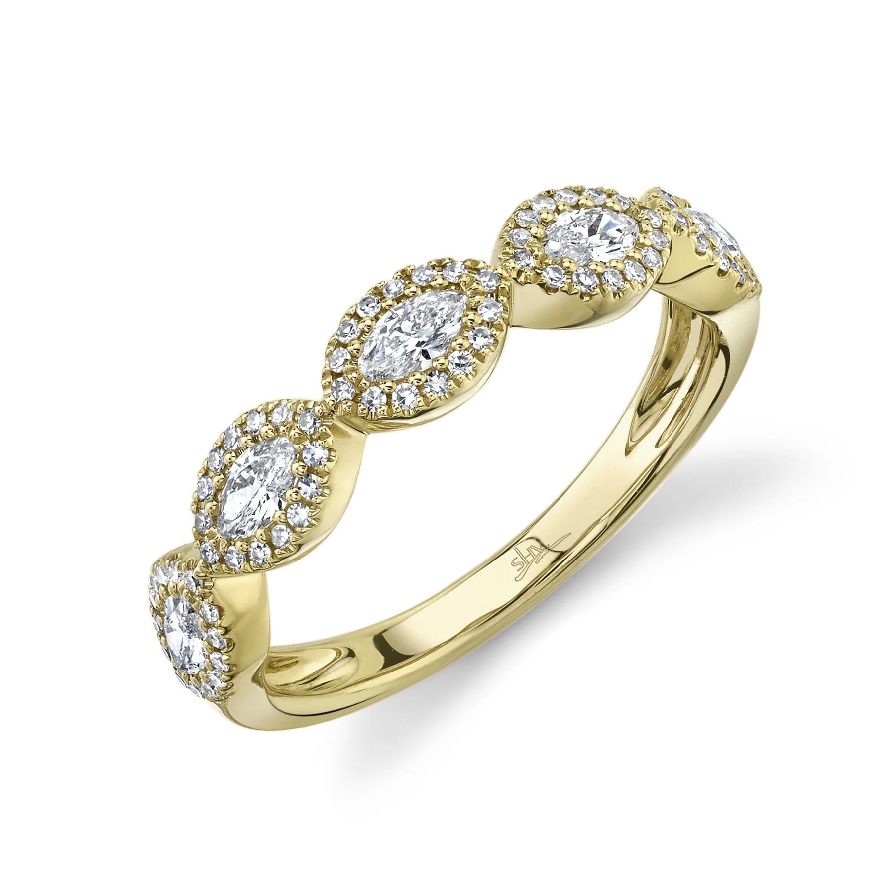 14K Yellow Gold 0.55 Carat Diamond Wedding Marquise Band