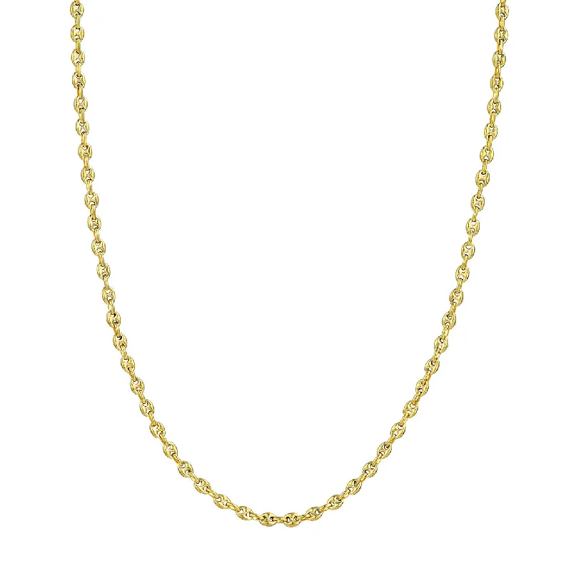 14K Yellow Gold 3.70mm Puffed Mariner Link Chain Necklace