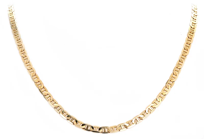 14K Yellow Gold 5mm Flat Mariner Link Men's Chain