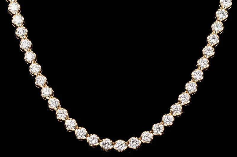 14K Yellow Gold 6.57 Carat Total Weight Round Diamond Adjustable Bolo Tennis Necklace