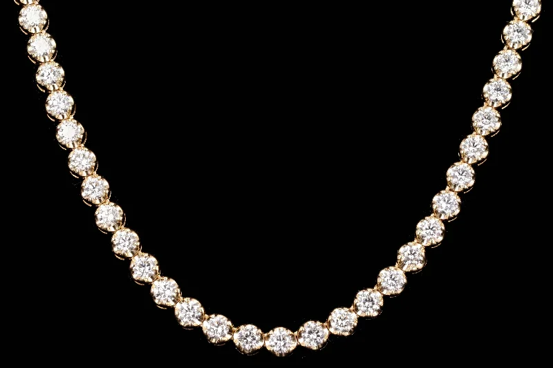 14K Yellow Gold 7.47 Carat Total Weight Round Diamond Adjustable Bolo Tennis Necklace