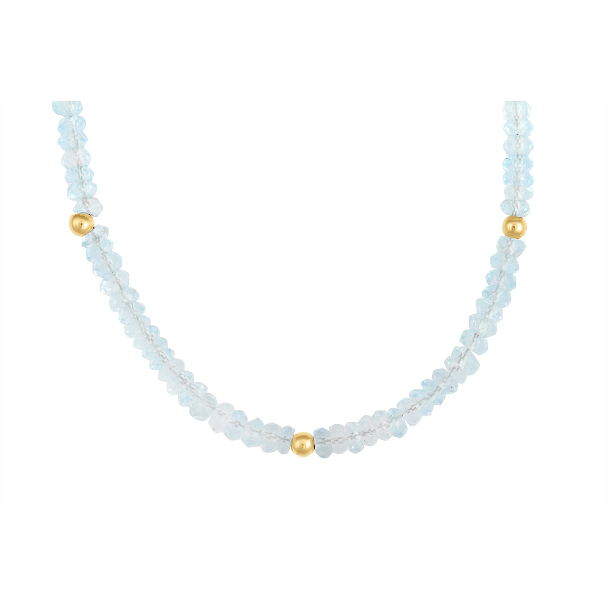 14K Yellow Gold Blue Topaz and Gold Bead Necklace