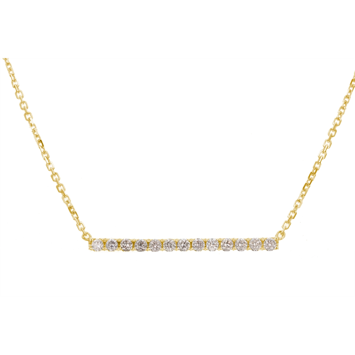 14K Yellow Gold Diamond Bar Necklace