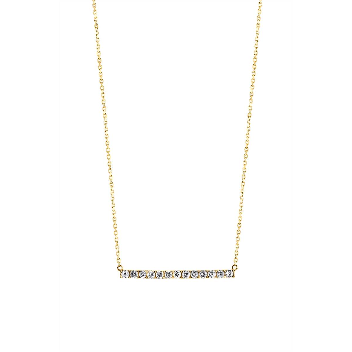 14K Yellow Gold Diamond Bar Necklace