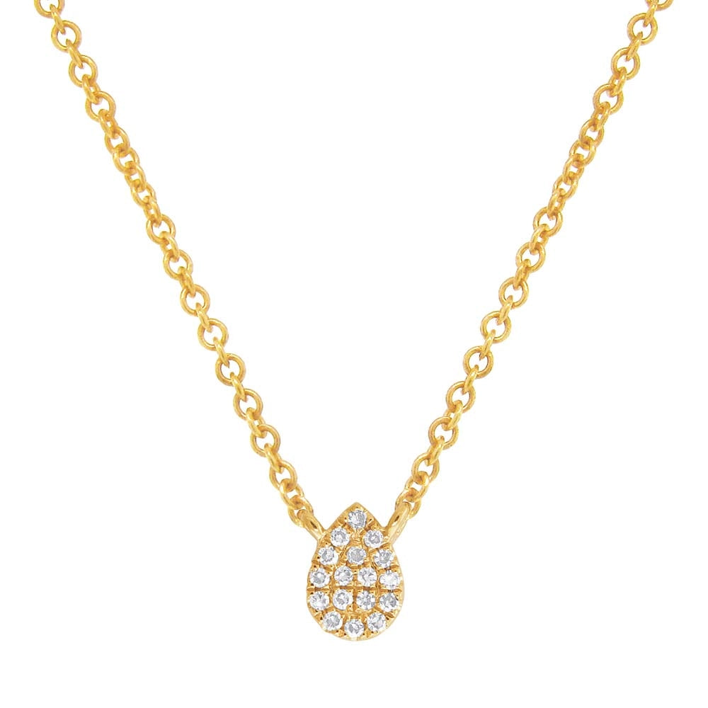 14K Yellow Gold Diamond Necklace Pear Design