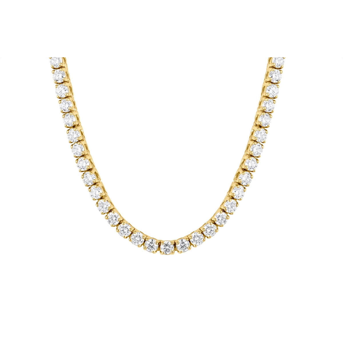 14K Yellow Gold Diamond Tennis Necklace, 16.5 inch