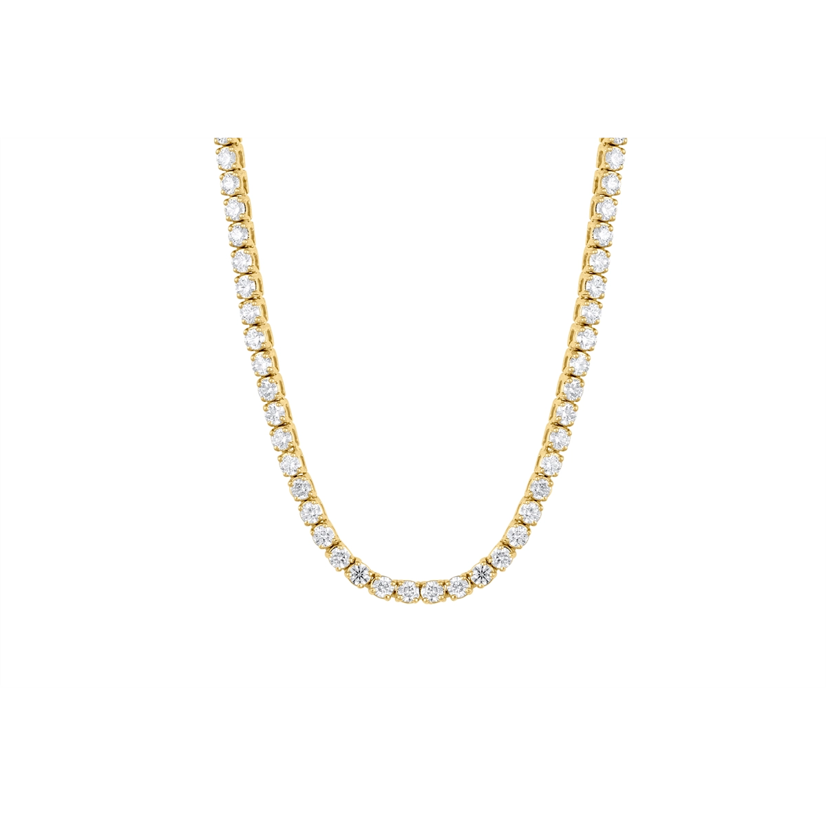 14K Yellow Gold Diamond Tennis Necklace, 16.5 inch