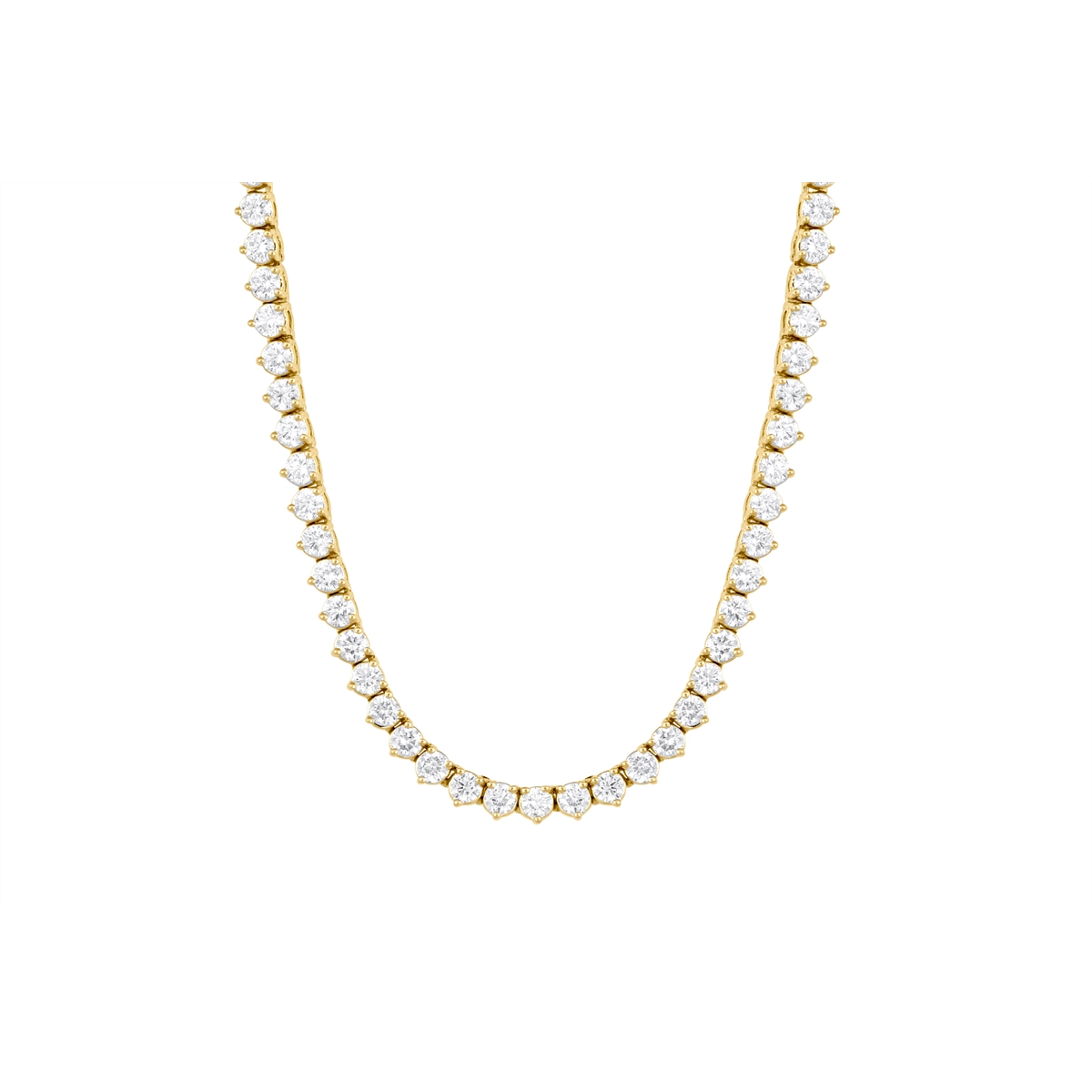 14K Yellow Gold Diamond Tennis Necklace, 16.5 inch