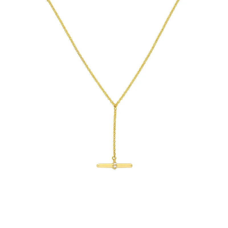 14K Yellow Gold Diamond Toggle Lariat Necklace