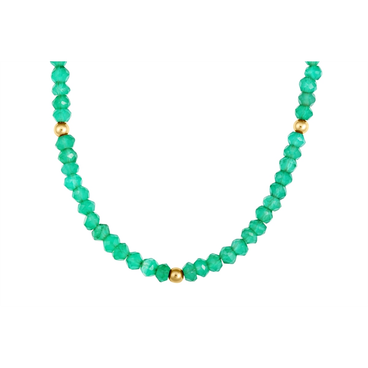 14K Yellow Gold Green Onyx and Gold Bead Necklace