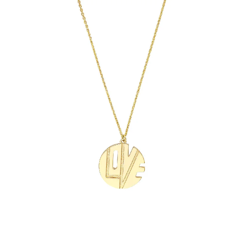 14K Yellow Gold Love Cutout Medallion Necklace