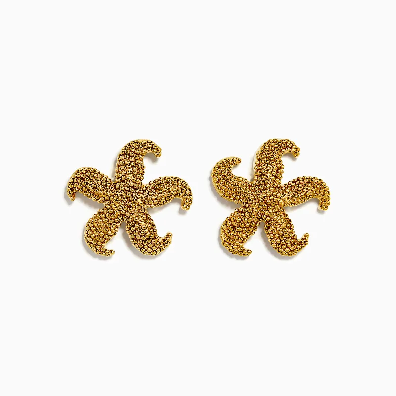 14K Yellow Gold Starfish Stud Earrings