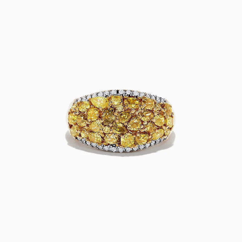 14K Yellow Gold Yellow and White Diamond Ring, 3.00 TCW