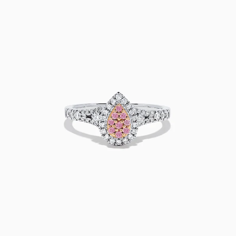 18K Two Tone Gold Pink and White Diamond Ring, 0.35 TCW