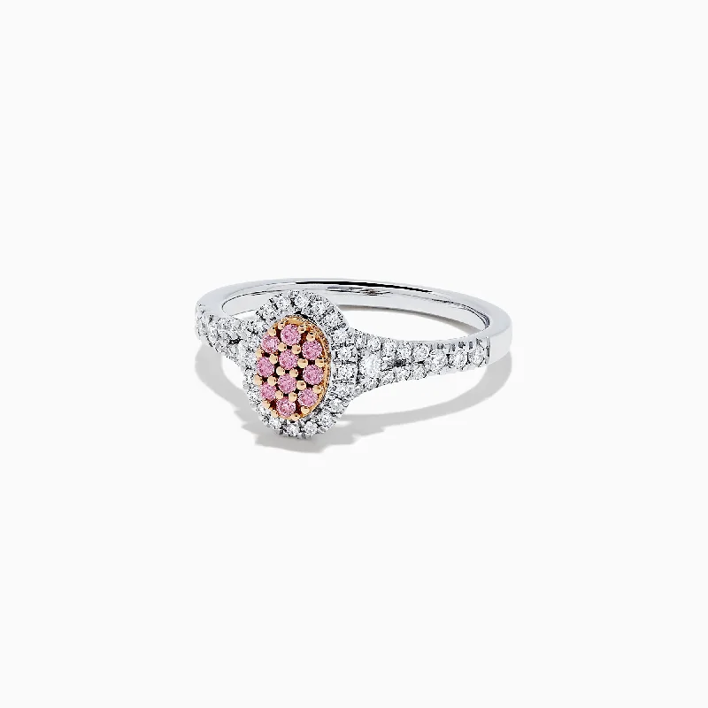 18K Two Tone Gold Pink and White Diamond Ring, 0.36 TCW