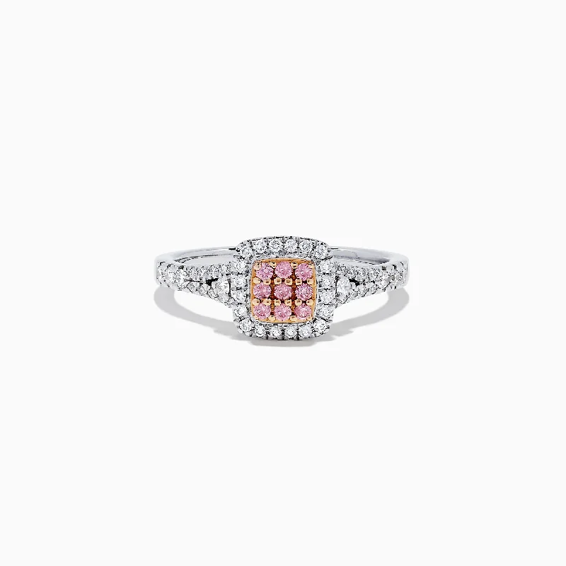 18K Two Tone Gold Pink and White Diamond Ring 0.37 TCW