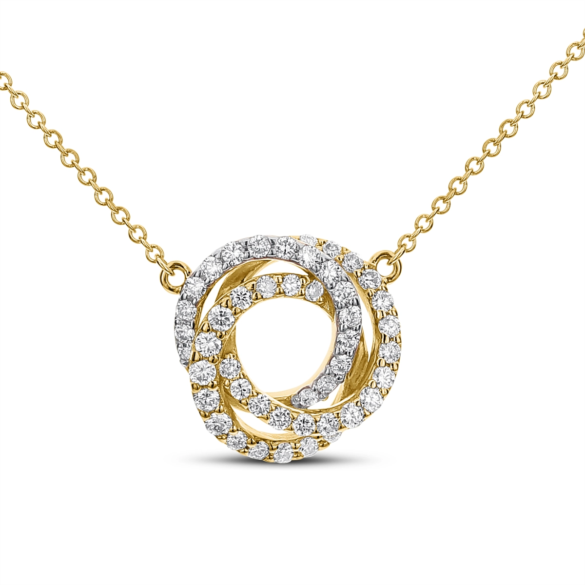 18K Yellow Gold Diamond Interlocking Circle Necklace