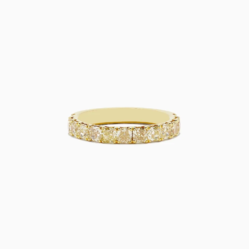 18K Yellow Gold Cushion Cut Yellow Diamond Band, 1.83 TCW