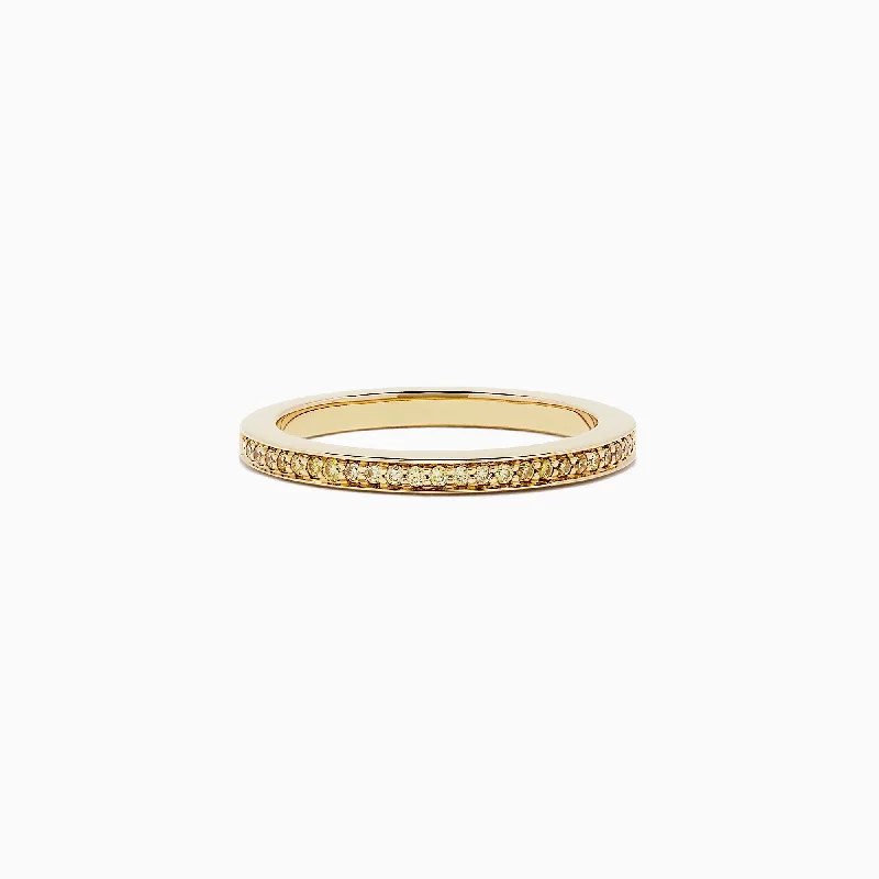 18K Yellow Gold Yellow Diamond Half Eternity Band, 0.13 TCW