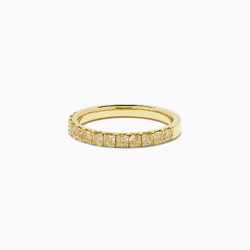 18K Yellow Gold Round Brilliant Yellow Diamond Band, 0.77 TCW