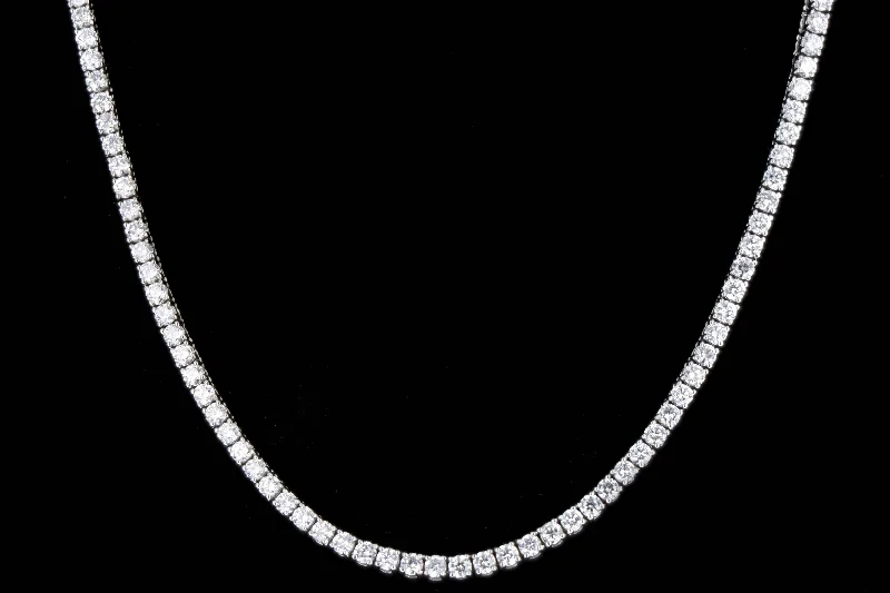 New 14K White Gold 7.84 Carat Total Weight Diamond Tennis Necklace