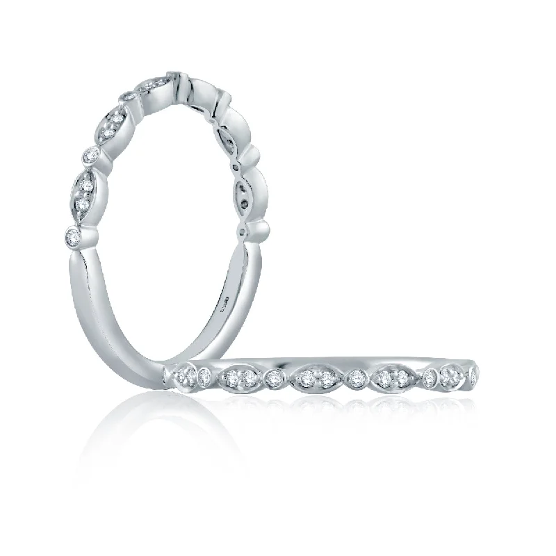 A. JAFFE Half Anniversary Diamond Wedding Ring in 14K White Gold (0.10ctw)