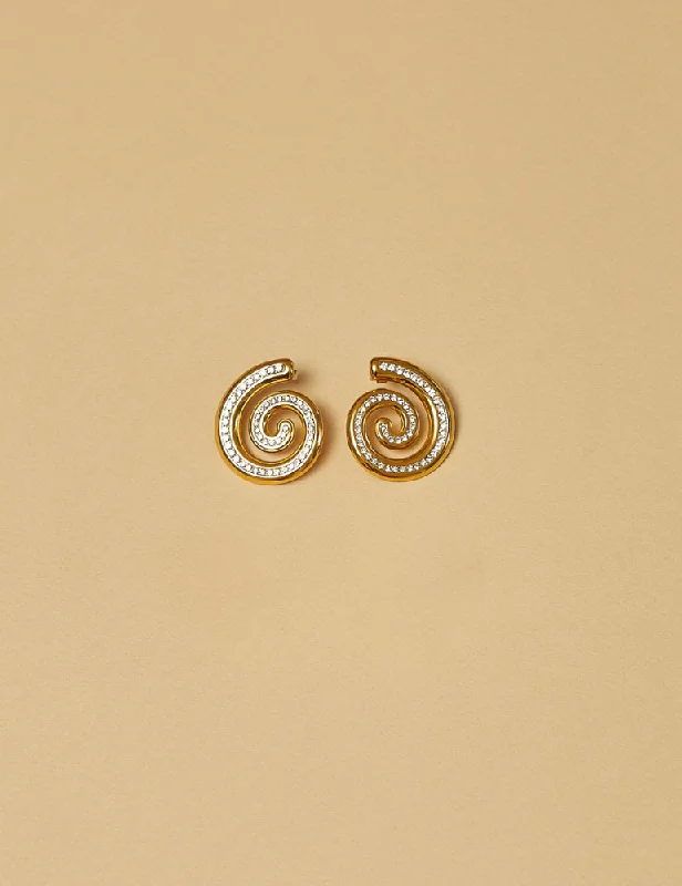 Amalfi Earrings - Glamour CZ Spiral Stud Earrings Gold