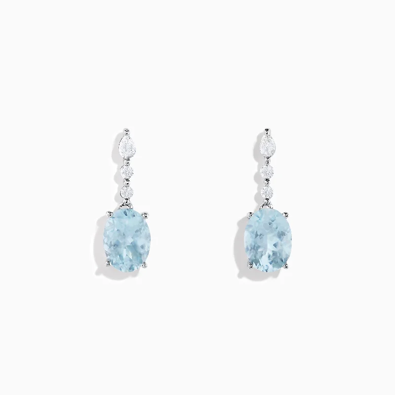 Aquarius 14K White Gold Aquamarine and Diamond Drop Earrings