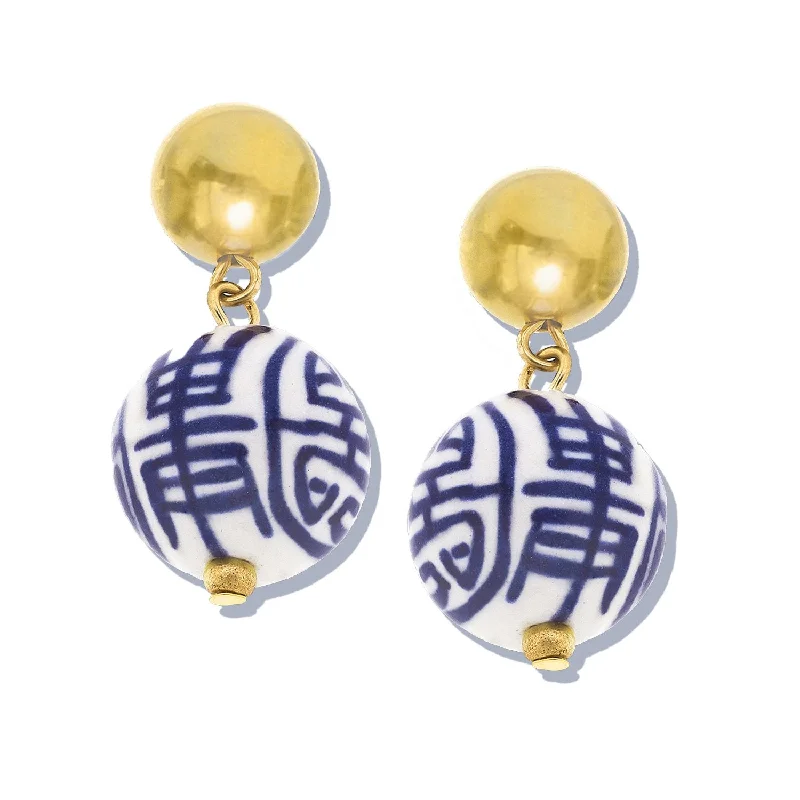 Blue & White Margaret Drop Earrings