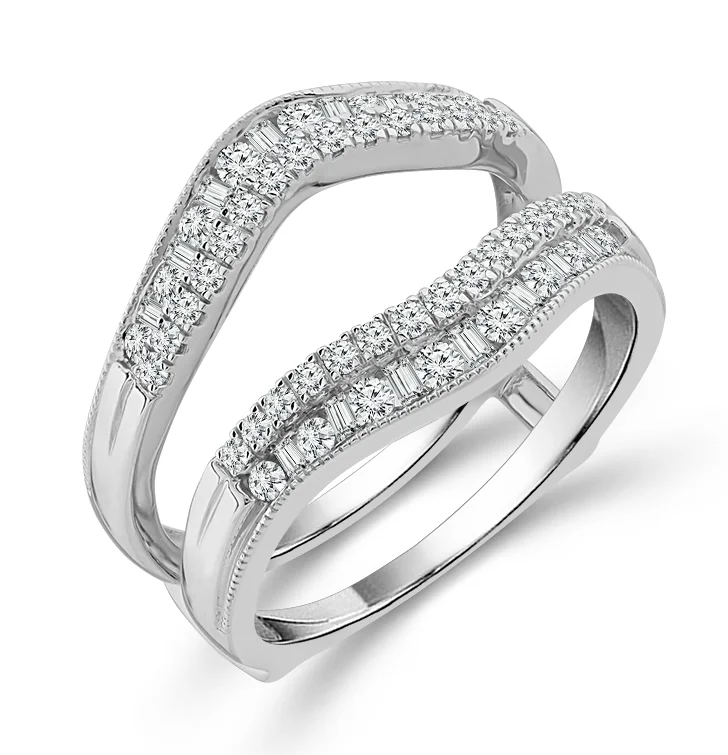 Bremer Jewelry Curved Guard Diamond Wedding Ring in 14K White Gold (0.50ctw)