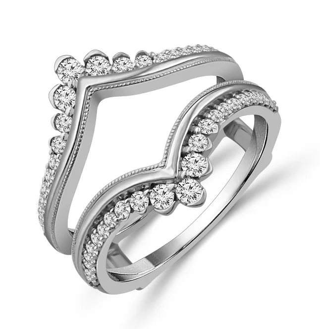 Bremer Jewelry Curved Guard Diamond Wedding Ring in 14K White Gold (0.50ctw)