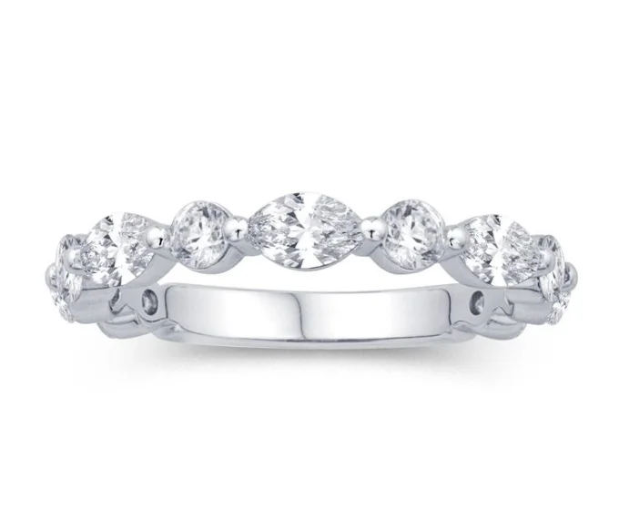 Half Anniversary Diamond Wedding Ring in 14K White Gold (0.42ctw)