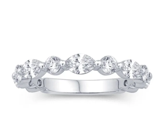 Half Anniversary Diamond Wedding Ring in 14K White Gold (0.84ctw)