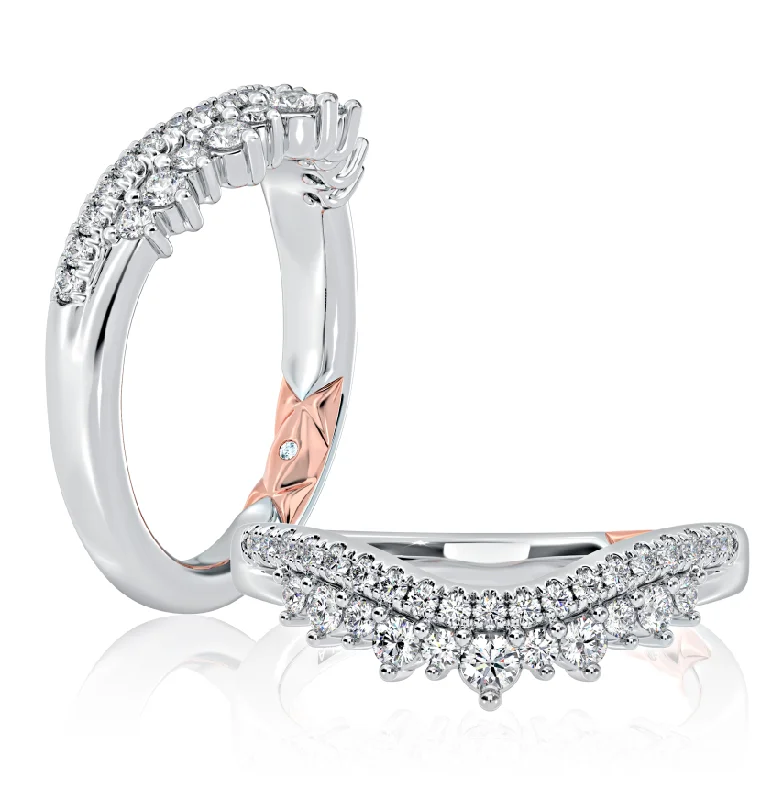 Half Anniversary Diamond Wedding Ring in 14K White/Rose Gold (0.38ctw)