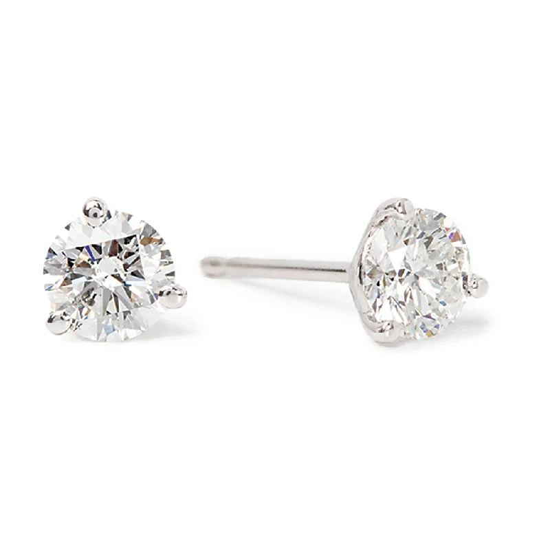 Bremer Jewelry Round Solitaire/Stud Diamond Earrings in 14K White Gold (.50ctw)