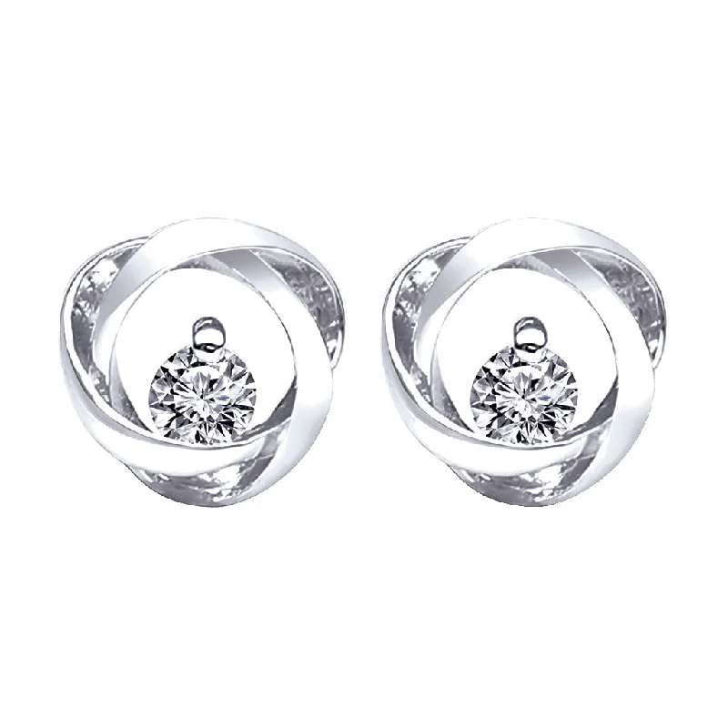 Bremer Jewelry Time and Eternity Round Solitaire/Stud Diamond Earrings in Sterling Silver (0.10ctw)