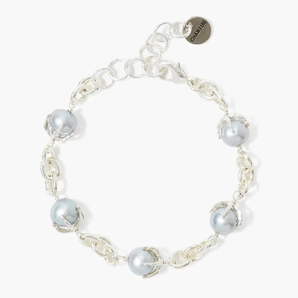 Grey Pearl Lark Chain Bracelet