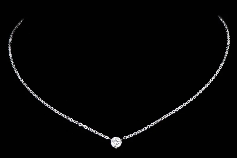 18K White Gold 0.67 Carat Round Brilliant Diamond Pendant Necklace